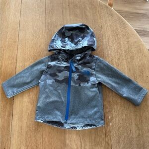 The North Face spring  Baby Camo Jacket with Bright Blue Zipper